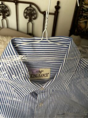 King Ranch Men’s Blue & White Stripe Dress Shirt